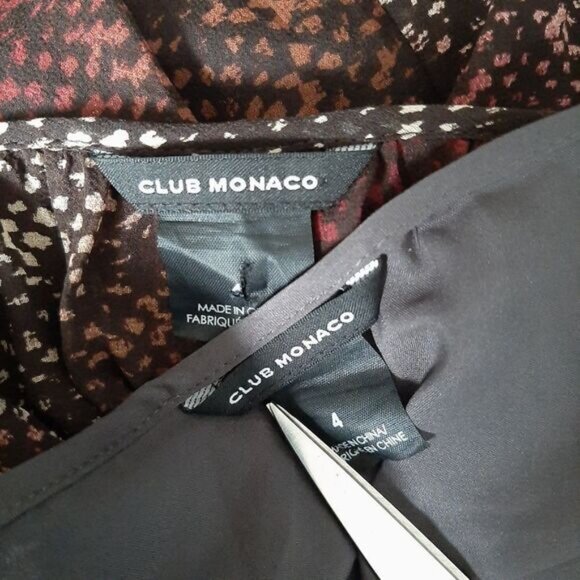 CLUB MONACO 100% Silk Semi-Sheer Midi Dress Abstract Snake Pattern Sz 4 - Picture 13 of 14